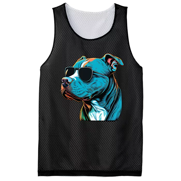 Dad Mom Cool Dog Sunglasses Pitbull Mesh Reversible Basketball Jersey Tank