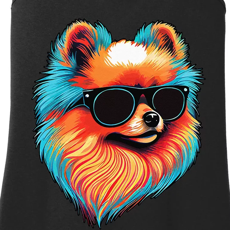 Dad Mom Cool Dog Sunglasses Pomeranian Ladies Essential Tank