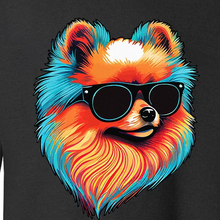 Dad Mom Cool Dog Sunglasses Pomeranian Toddler Sweatshirt