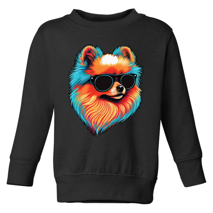 Dad Mom Cool Dog Sunglasses Pomeranian Toddler Sweatshirt