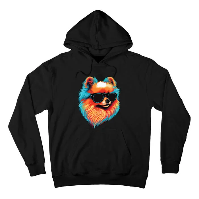 Dad Mom Cool Dog Sunglasses Pomeranian Tall Hoodie