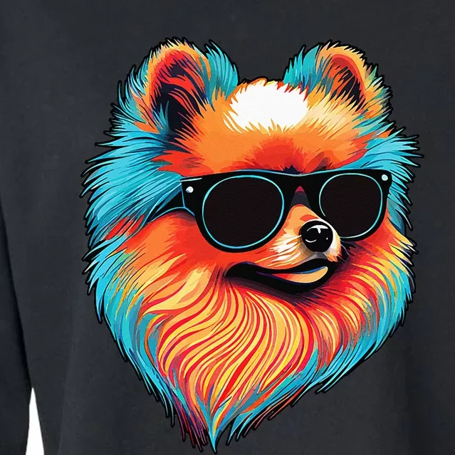 Dad Mom Cool Dog Sunglasses Pomeranian Cropped Pullover Crew