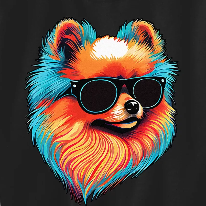 Dad Mom Cool Dog Sunglasses Pomeranian Kids Sweatshirt