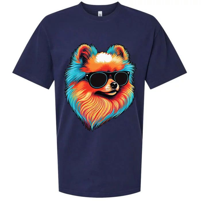 Dad Mom Cool Dog Sunglasses Pomeranian Sueded Cloud Jersey T-Shirt