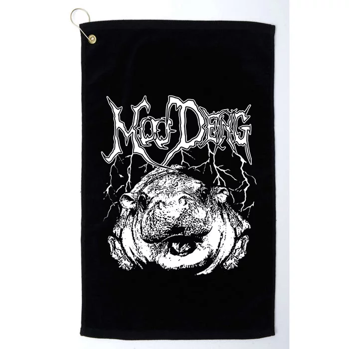 Death Metal Cute Baby Hippo Moo Deng Hippopotamus Platinum Collection Golf Towel