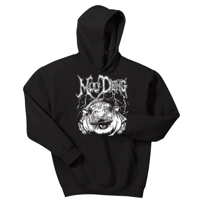 Death Metal Cute Baby Hippo Moo Deng Hippopotamus Kids Hoodie