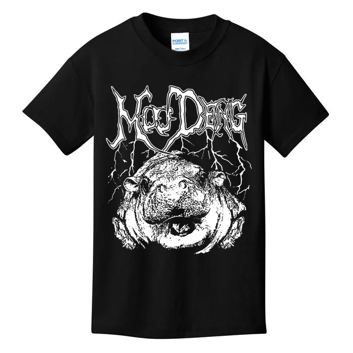 Death Metal Cute Baby Hippo Moo Deng Hippopotamus Kids T-Shirt