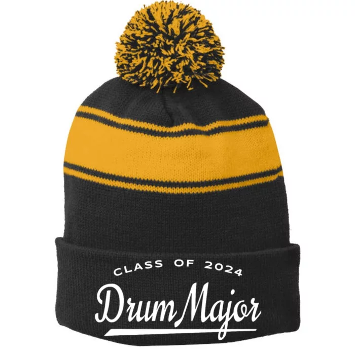 Drum Major Class Of 2024 Marching Band Family Stripe Pom Pom Beanie