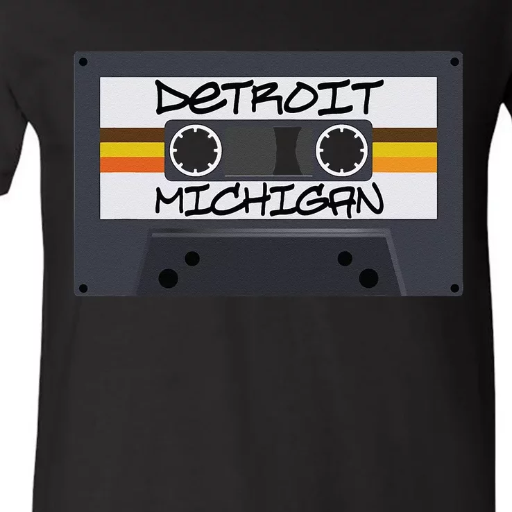 Detroit Michigan Cassette Tape V-Neck T-Shirt