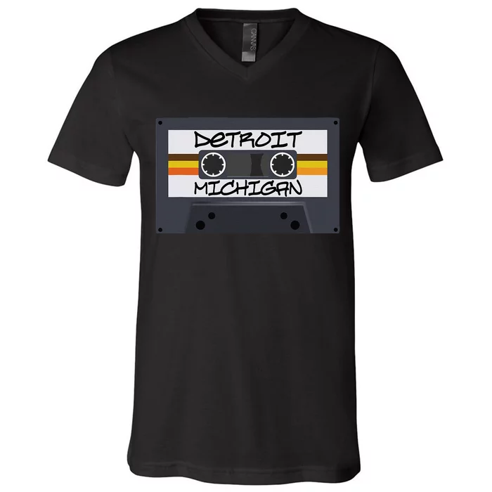 Detroit Michigan Cassette Tape V-Neck T-Shirt