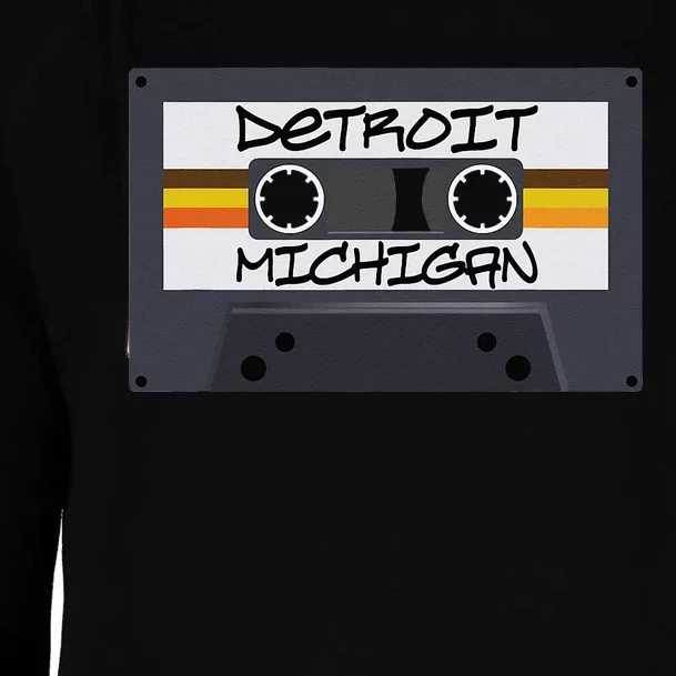 Detroit Michigan Cassette Tape Womens Funnel Neck Pullover Hood