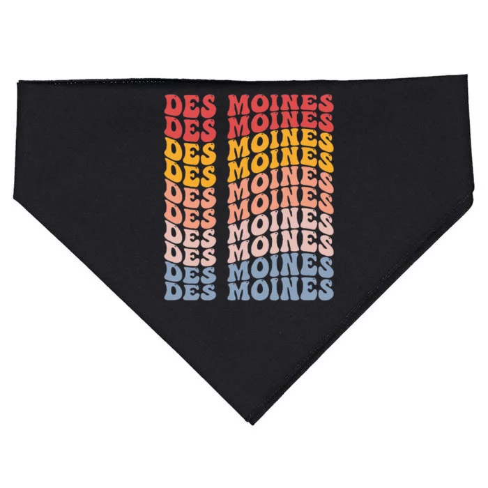 Des Moines City Groovy Retro USA-Made Doggie Bandana