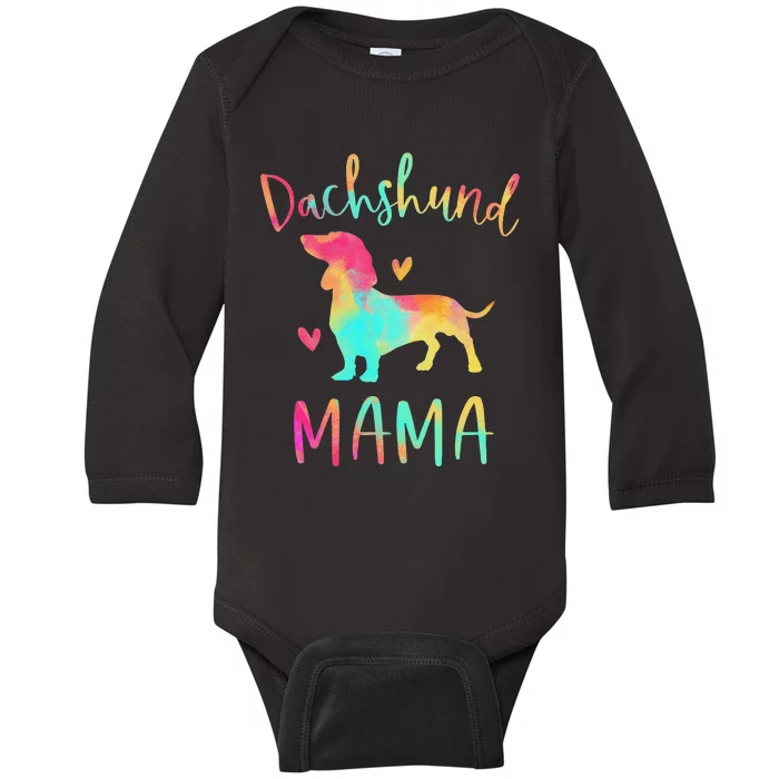 Dachshund Mama Colorful Doxie Gifts Dog Mom Baby Long Sleeve Bodysuit