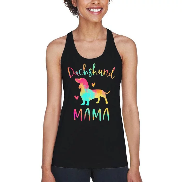 Dachshund Mama Colorful Doxie Gifts Dog Mom Women's Racerback Tank