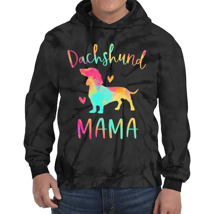 Dachshund Mama Colorful Doxie Gifts Dog Mom Tie Dye Hoodie