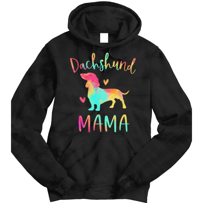 Dachshund Mama Colorful Doxie Gifts Dog Mom Tie Dye Hoodie