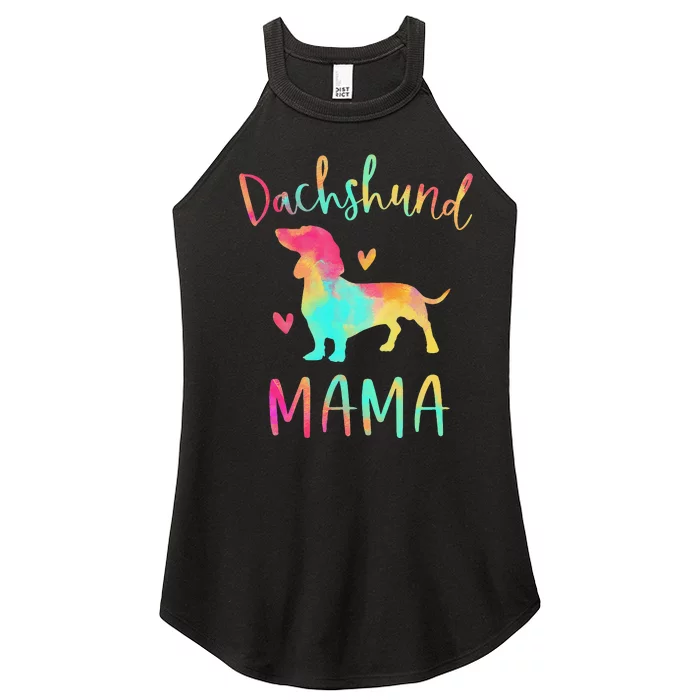 Dachshund Mama Colorful Doxie Gifts Dog Mom Women’s Perfect Tri Rocker Tank