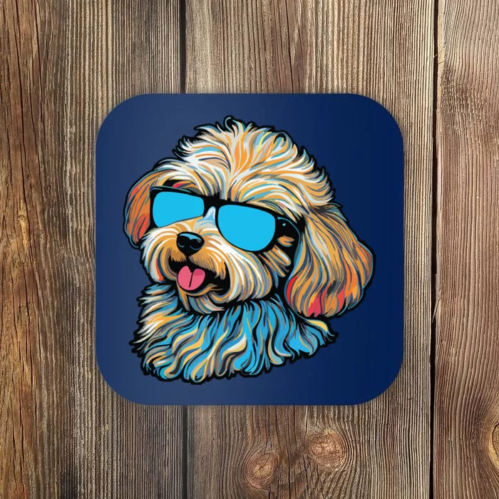 Dad Mom Cool Dog Sunglasses Maltipoo Coaster