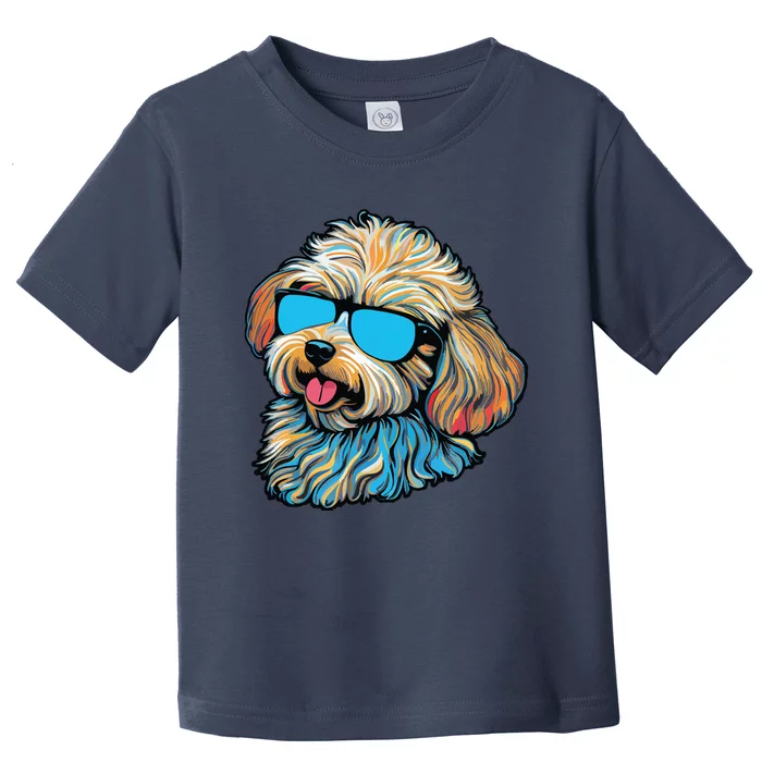 Dad Mom Cool Dog Sunglasses Maltipoo Toddler T-Shirt