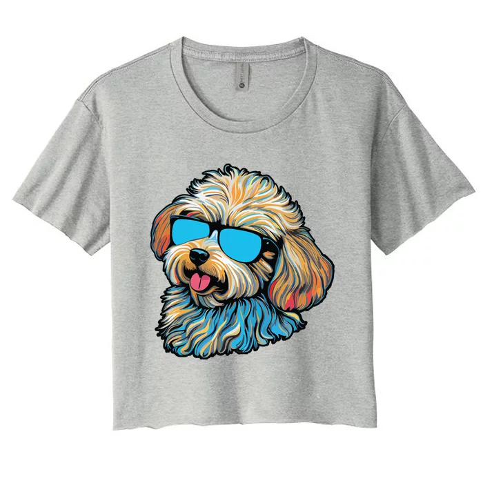 Dad Mom Cool Dog Sunglasses Maltipoo Women's Crop Top Tee