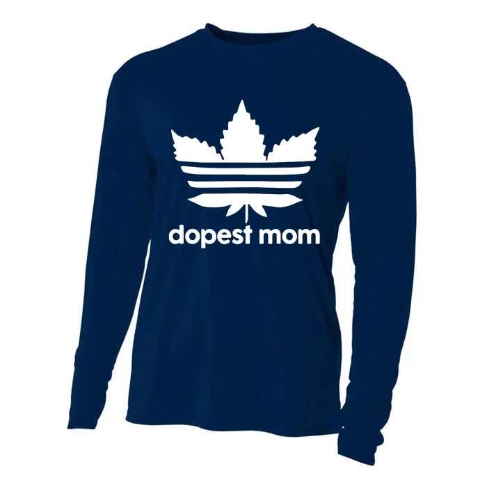 Dopest Mom Cannabis Weed Leaf 420 Pot Stoner Mother Day Cooling Performance Long Sleeve Crew