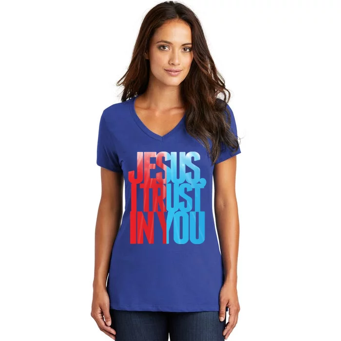 Divine Mercy Chaplet Sunday Jesus I Trust In You Catholic Gift Women's V-Neck T-Shirt