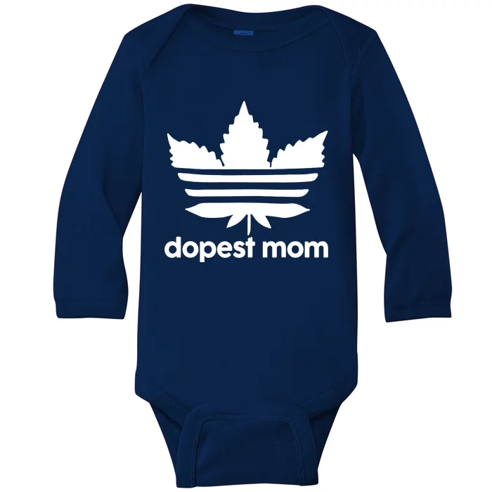 Dopest Mom Cannabis Weed Leaf 420 Pot Stoner Mother Day Baby Long Sleeve Bodysuit