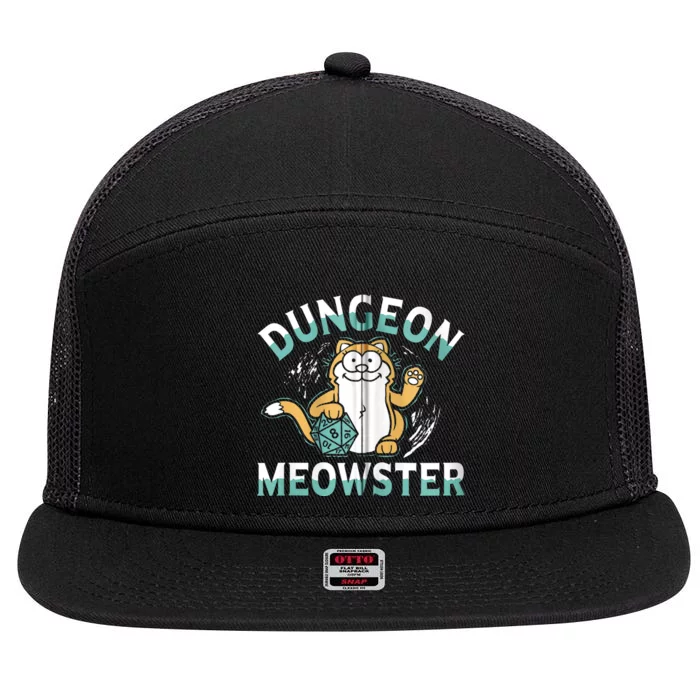 Dungeon Meowster Cat Lover Fantasy Games 7 Panel Mesh Trucker Snapback Hat