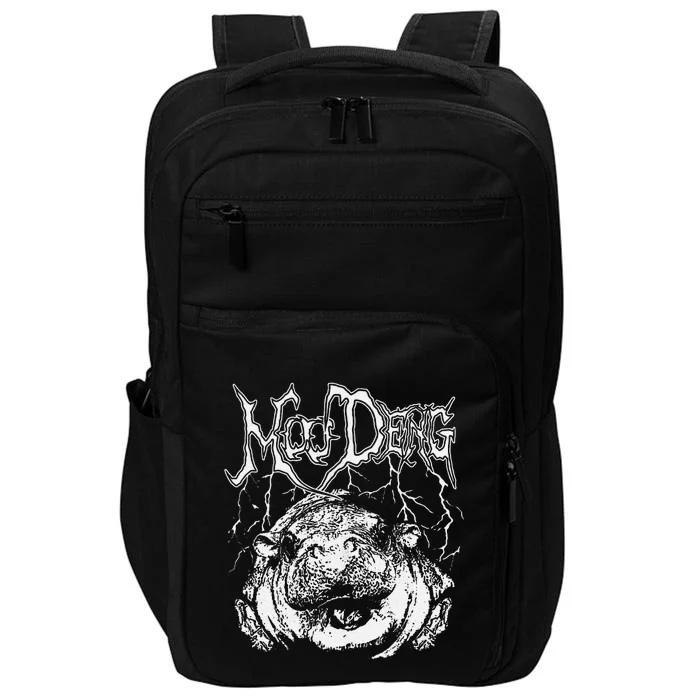 Death Metal Cute Baby Hippo Moo Deng Hippopotamus Impact Tech Backpack