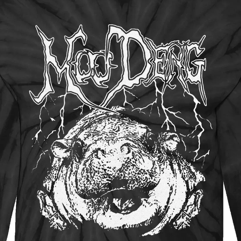 Death Metal Cute Baby Hippo Moo Deng Hippopotamus Tie-Dye Long Sleeve Shirt