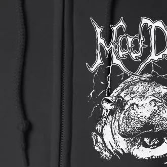 Death Metal Cute Baby Hippo Moo Deng Hippopotamus Full Zip Hoodie