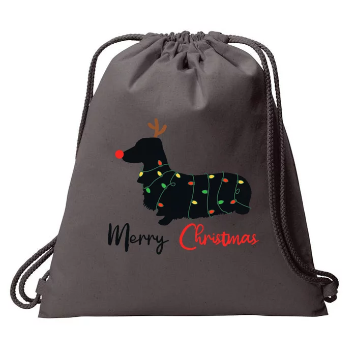 Dachshund Merry Christmas Winter Dogs Christmas Drawstring Bag