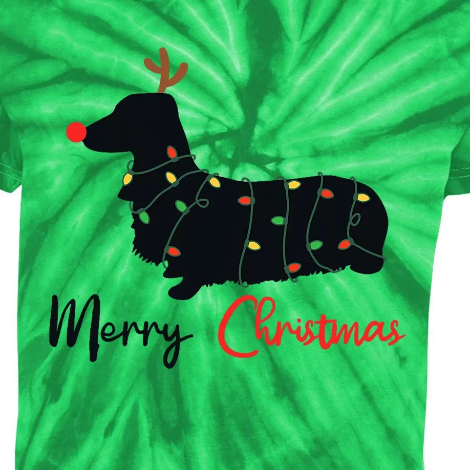 Dachshund Merry Christmas Winter Dogs Christmas Kids Tie-Dye T-Shirt