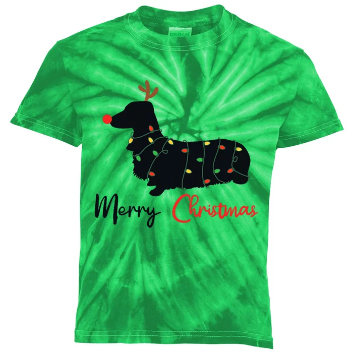 Dachshund Merry Christmas Winter Dogs Christmas Kids Tie-Dye T-Shirt