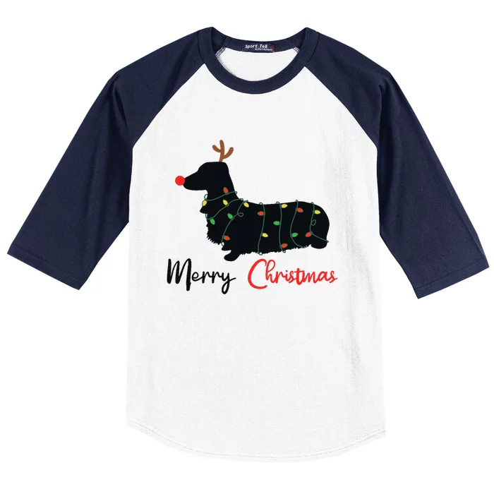 Dachshund Merry Christmas Winter Dogs Christmas Baseball Sleeve Shirt