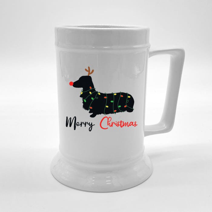 Dachshund Merry Christmas Winter Dogs Christmas Front & Back Beer Stein