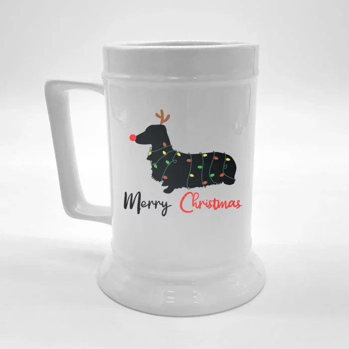 Dachshund Merry Christmas Winter Dogs Christmas Front & Back Beer Stein