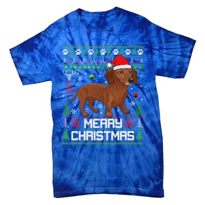 Dachshund Merry Christmas Tree Light Santa Dackel Dachshund Gift Tie-Dye T-Shirt