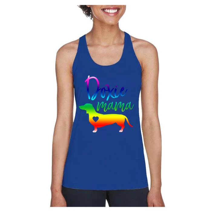 Doxie Mama Dachshund Mom Funny Wiener Dog Gift Women's Racerback Tank