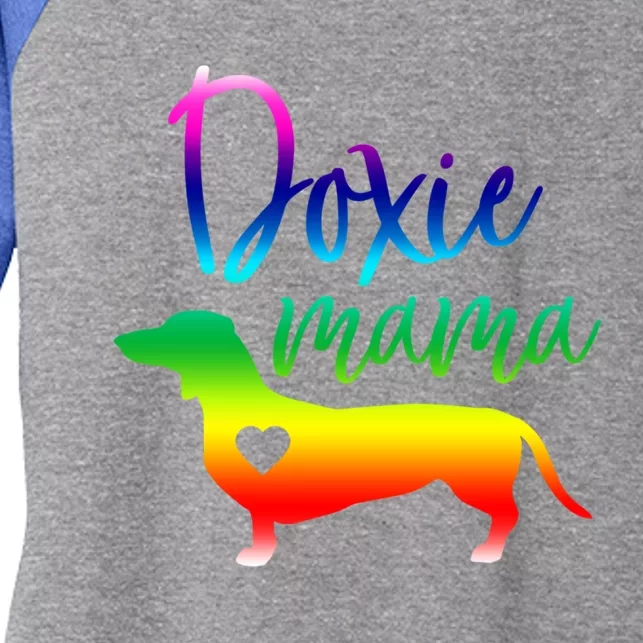 Doxie Mama Dachshund Mom Funny Wiener Dog Gift Women's Tri-Blend 3/4-Sleeve Raglan Shirt