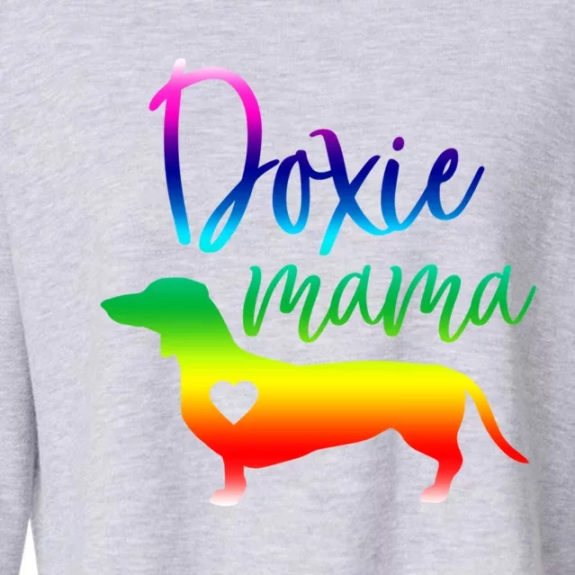 Doxie Mama Dachshund Mom Funny Wiener Dog Gift Cropped Pullover Crew