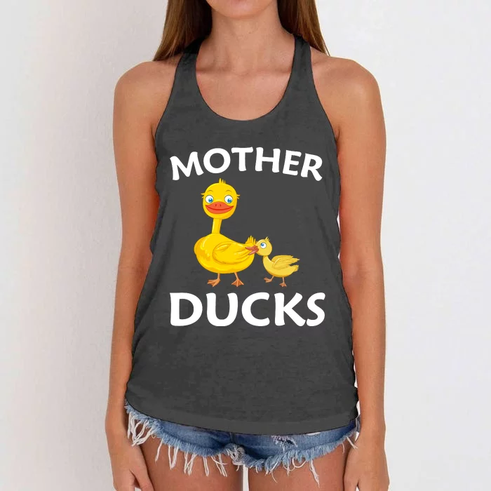 Ducks Mother Ducker Mother Day Women's Knotted Racerback Tank