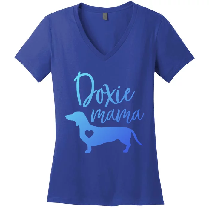 Doxie Mama Dachshund Mama Funny Dog Mom Wiener Dog Doxie Mom Gift Women's V-Neck T-Shirt