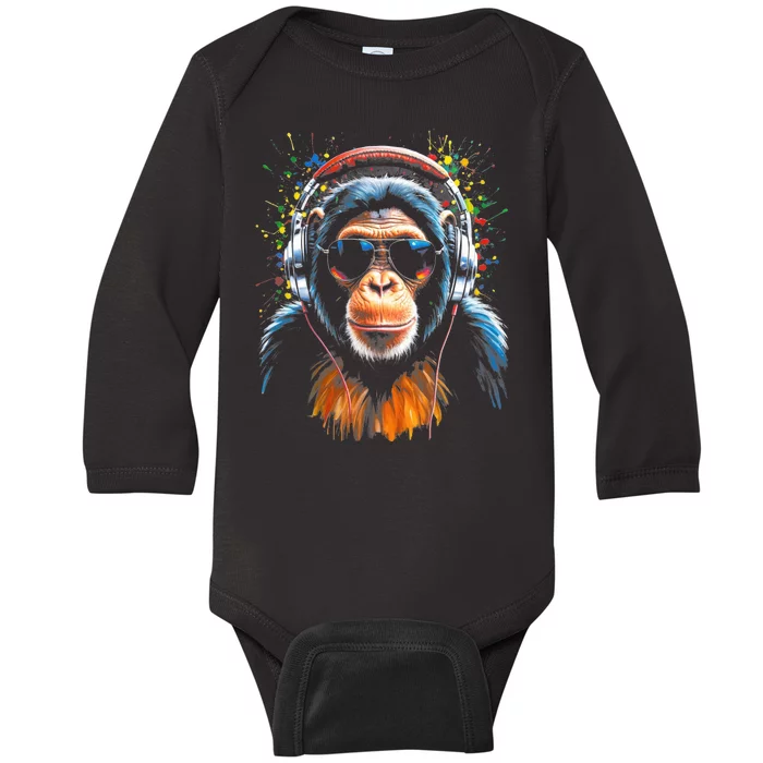 Dj Monkey Baby Long Sleeve Bodysuit