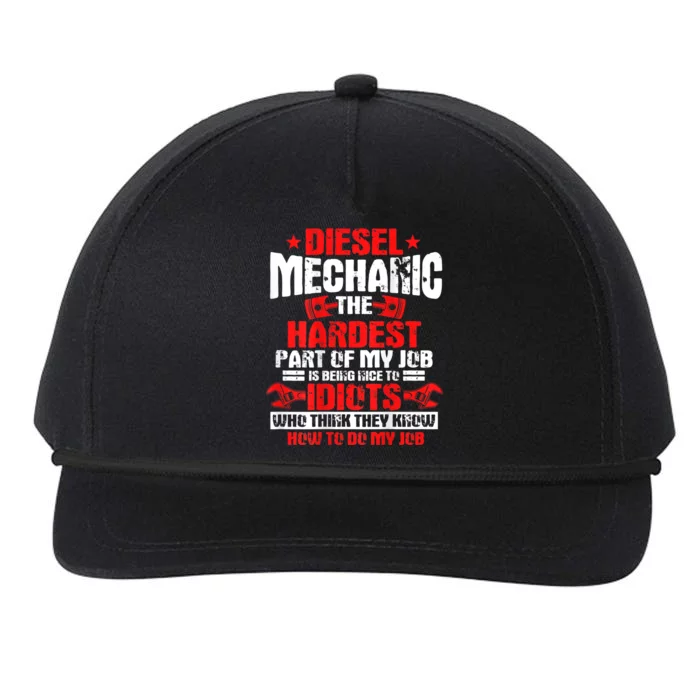 Diesel Mechanic Design On Back Snapback Five-Panel Rope Hat