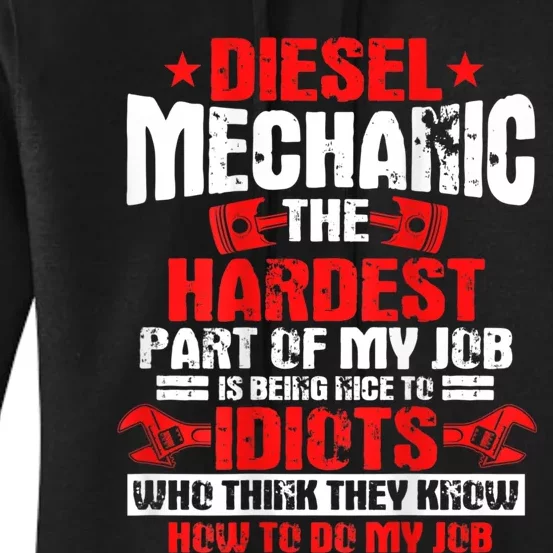 Diesel Mechanic Design On Back Women's Pullover Hoodie