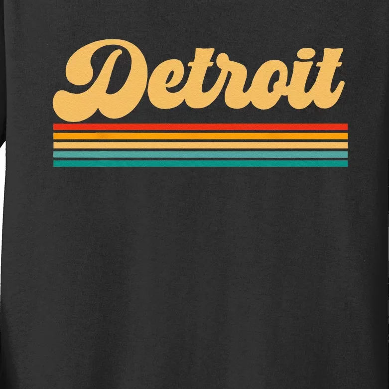 Detroit Michigan Kids Long Sleeve Shirt