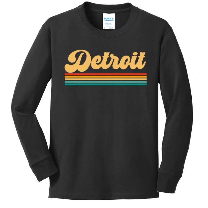 Detroit Michigan Kids Long Sleeve Shirt