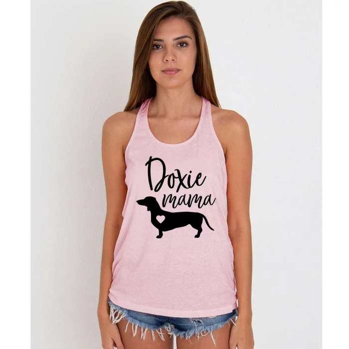 Doxie Mama Dachshund Mom Funny Wiener Dog Gift Meaningful Gift Women's Knotted Racerback Tank