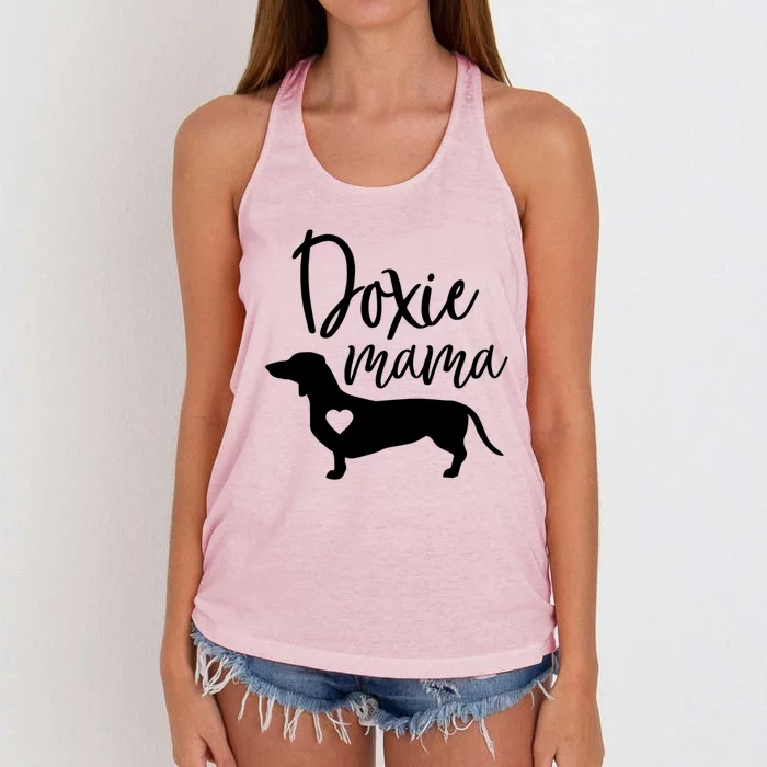 Doxie Mama Dachshund Mom Funny Wiener Dog Gift Meaningful Gift Women's Knotted Racerback Tank